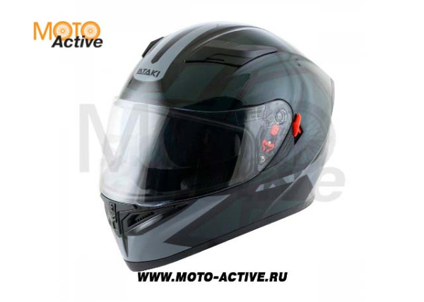 Шлем (интеграл) Ataki JK316 Route, черный/серый глянцевый